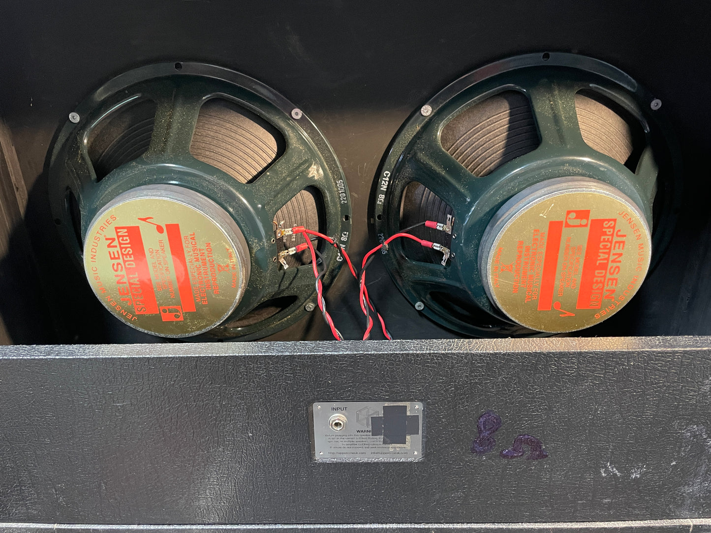 Uppercase open/closed back 2 x 12" 4 ohm speaker cabinet loaded with Jensens